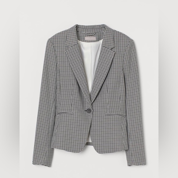 H&M Fitted Blazer - Dark gray/houndstooth-pattern - Size S - Picture 1 of 6